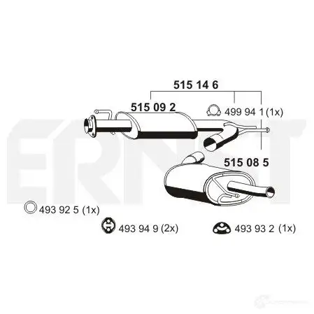 Задний глушитель ERNST 515146 301338 38OZ KK 4007463515146