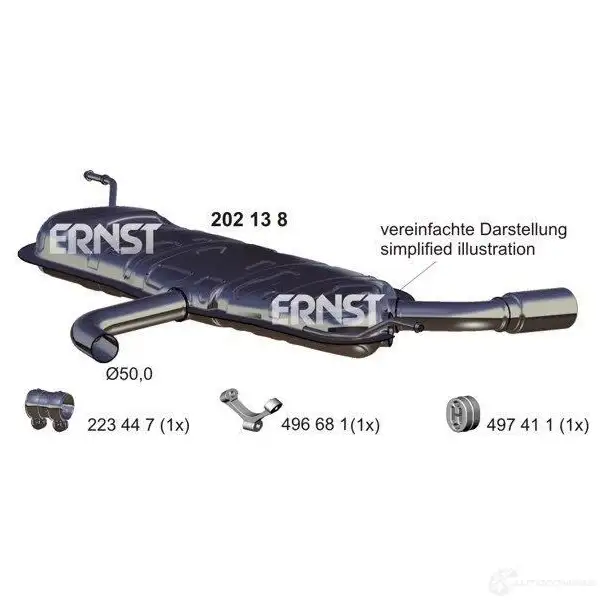 Задний глушитель ERNST 202138 U29V K 4007463202138 299133