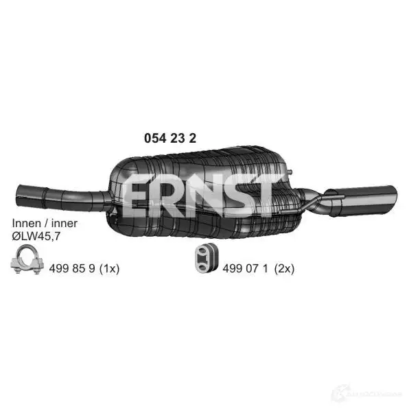 Задний глушитель ERNST 4007463054232 054232 295703 T86K 3 изображение 0