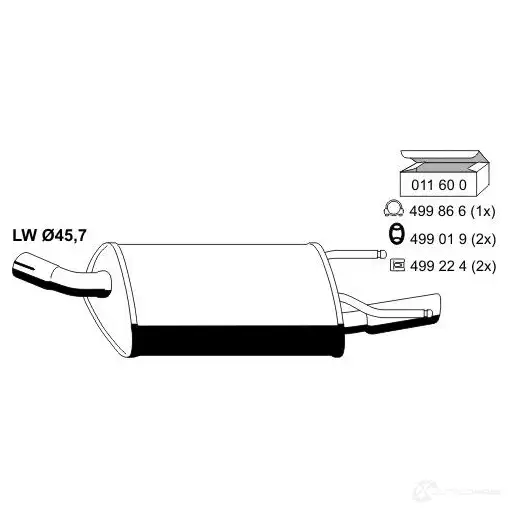 Задний глушитель ERNST 293646 011112 4V WHT2 4007463011112