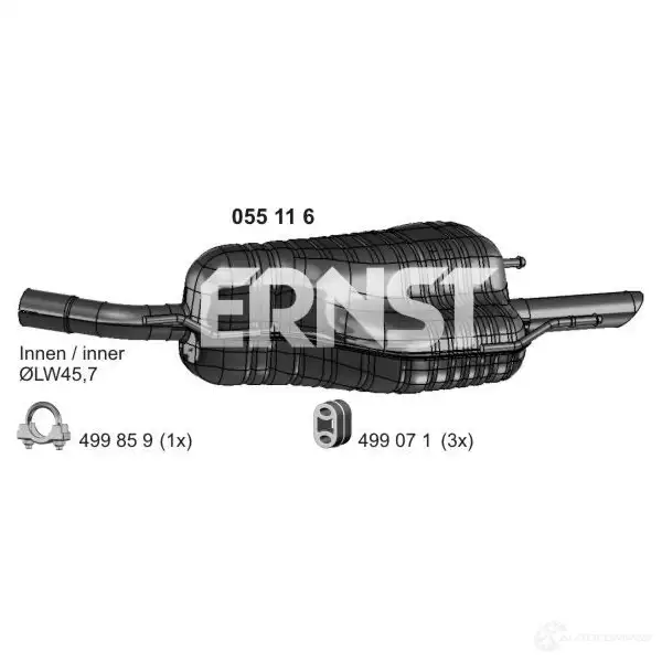 Задний глушитель ERNST 055116 4007463055116 G 9NVTW8 295724