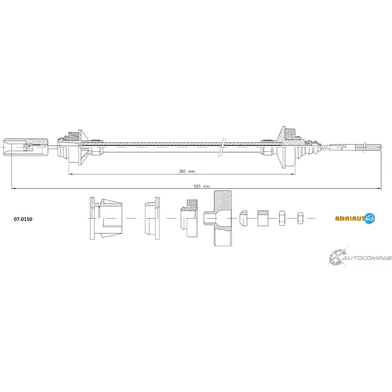 Трос сцепления ADRIAUTO 07.0150 1436980486 W6D EV изображение 0