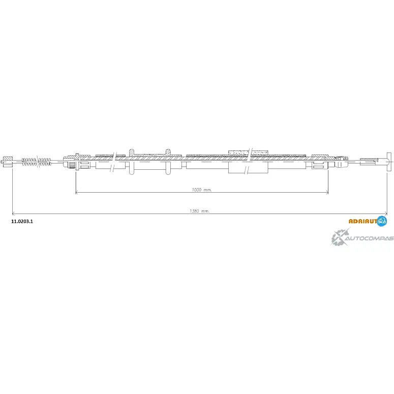 Тросы ручного тормоза, инфо: справа, длина: 1380/1000 ADRIAUTO 11 M1ZEI E9SFC93 1102031 1436981887