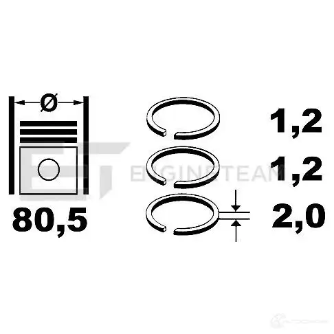 Поршневые кольца, комплект ET ENGINETEAM 8592779003747 5 ELISNE r1002000 3432050 - Изображение 1