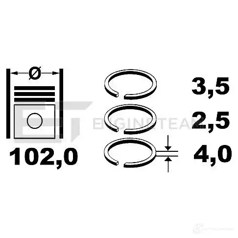 Поршневые кольца, комплект ET ENGINETEAM 3432078 7XV W2H 8592779004010 r1004700 - Изображение 1