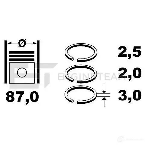 Поршневые кольца, комплект ET ENGINETEAM 8592779015061 r4001100 D34 SL 3432145 - Изображение 1