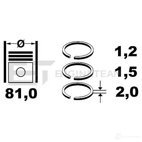 Поршневые кольца, комплект ET ENGINETEAM r1005200 3432083 8592779004065 A19HE O изображение 0