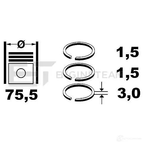 Поршневые кольца, комплект ET ENGINETEAM r1004800 A YUCA6 8592779004027 3432079 - Изображение 1