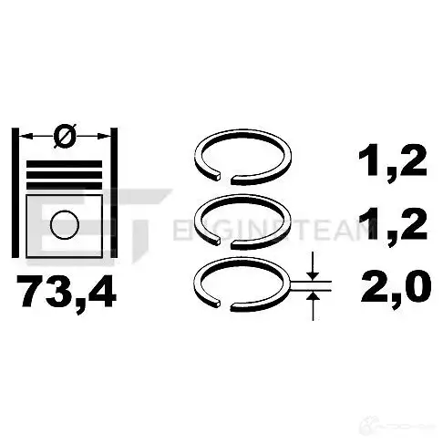 Поршневые кольца, комплект ET ENGINETEAM r1003600 8592779003907 CJF6 KS 3432066 изображение 0
