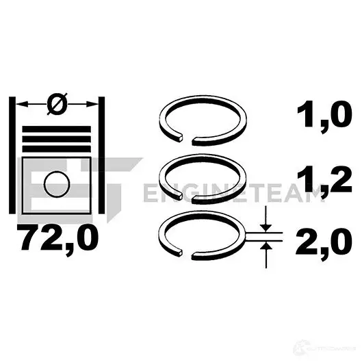 Поршневые кольца, комплект ET ENGINETEAM 3432127 r1009400 8592779018475 X3GZ 8XH изображение 1