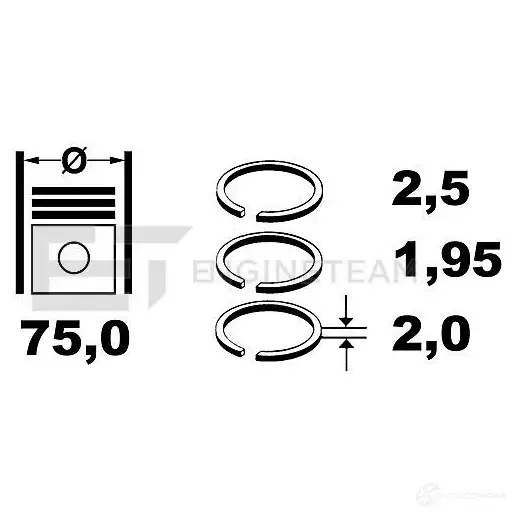 Поршневые кольца, комплект ET ENGINETEAM 3432125 r1009300 3 49159 8592779018222 - Изображение 1