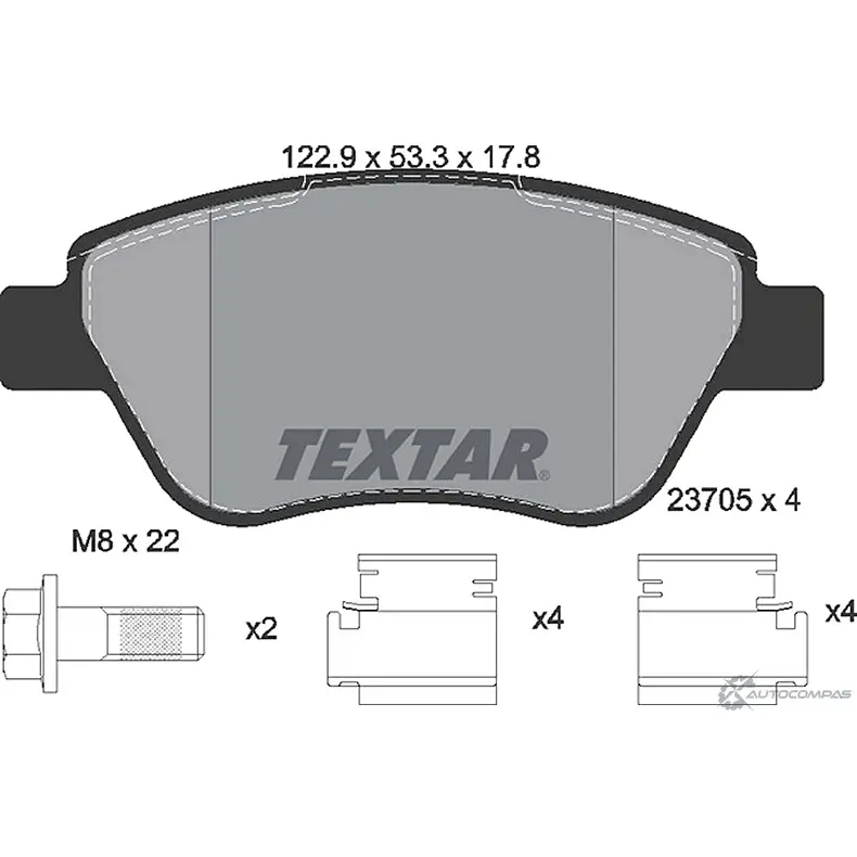 Тормозные колодки, дисковые, комплект TEXTAR 21234430 23705 2370506 23705 178 1 4 изображение 0