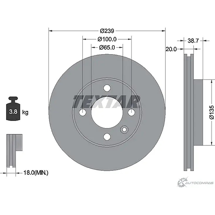 Тормозной диск PRO+ TEXTAR 92012105 SFC1 BU3 1437027386 RD9OH изображение 0