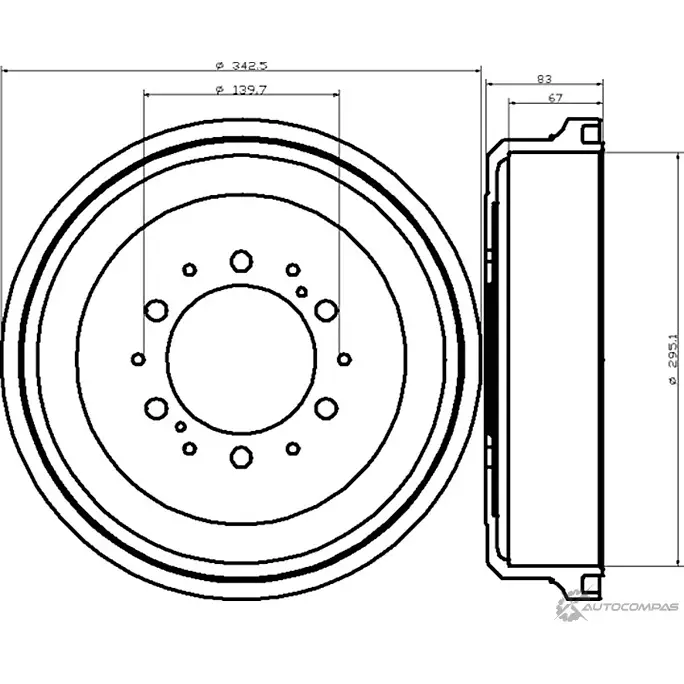 Тормозной барабан MINTEX MBD084 98100 0210 829060 98100 0210 0 1