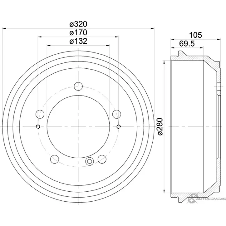 Тормозной барабан MINTEX MBD307 829174 98100 0270 0 1 EQS5X изображение 0