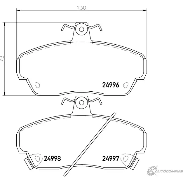 Тормозные колодки дисковые, комплект MINTEX MDB1654 2499 6 24997 829755
