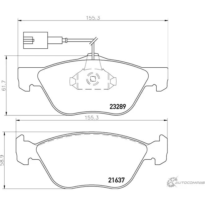 Тормозные колодки дисковые, комплект MINTEX 830083 MDB2068 216 37 23289