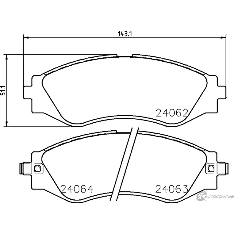 Тормозные колодки дисковые, комплект MINTEX 24 062 MDB2563 830401 24063