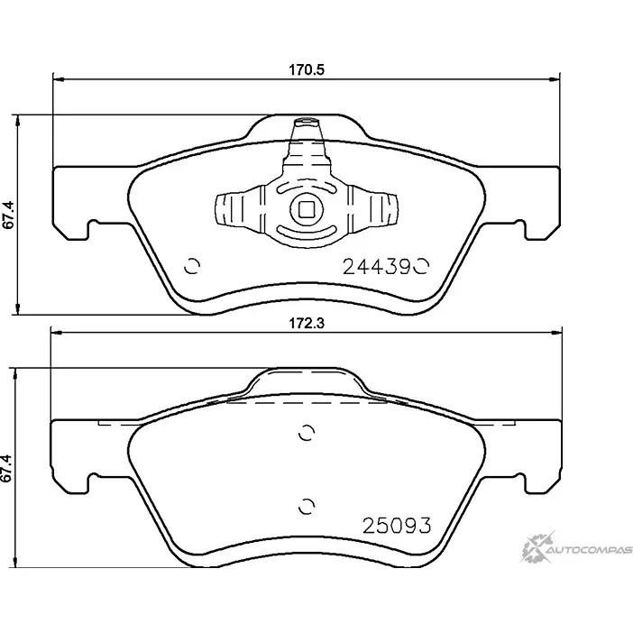 Тормозные колодки дисковые, комплект MINTEX 25093 MDB2626 2443 9 830457