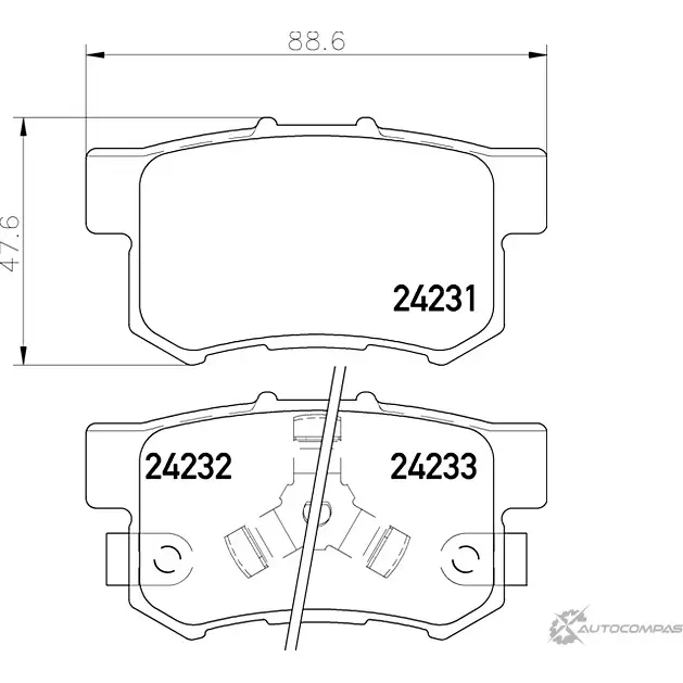 Тормозные колодки дисковые, комплект MINTEX 830531 24232 MDB2710 24 231