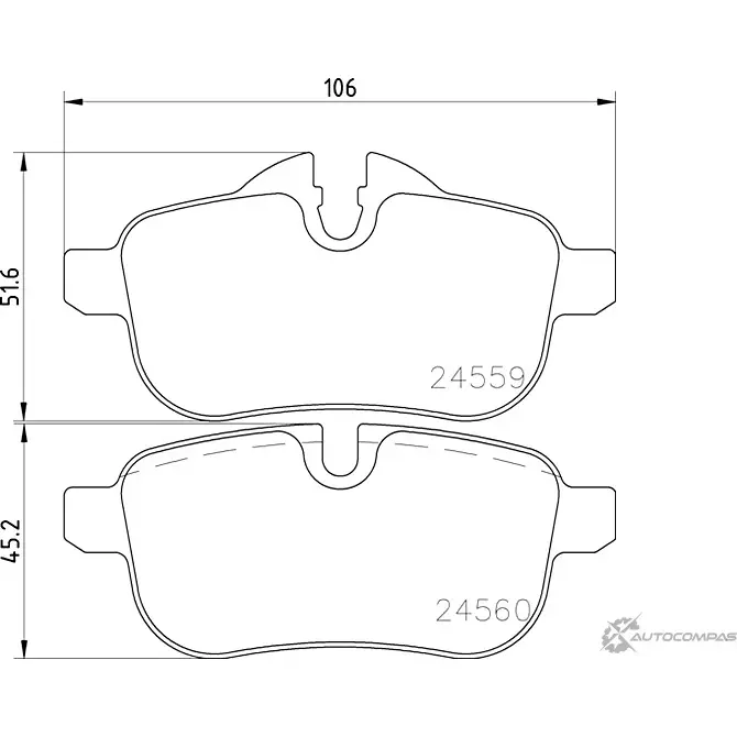 Тормозные колодки дисковые, комплект MINTEX 830726 24560 2 4559 MDB2947