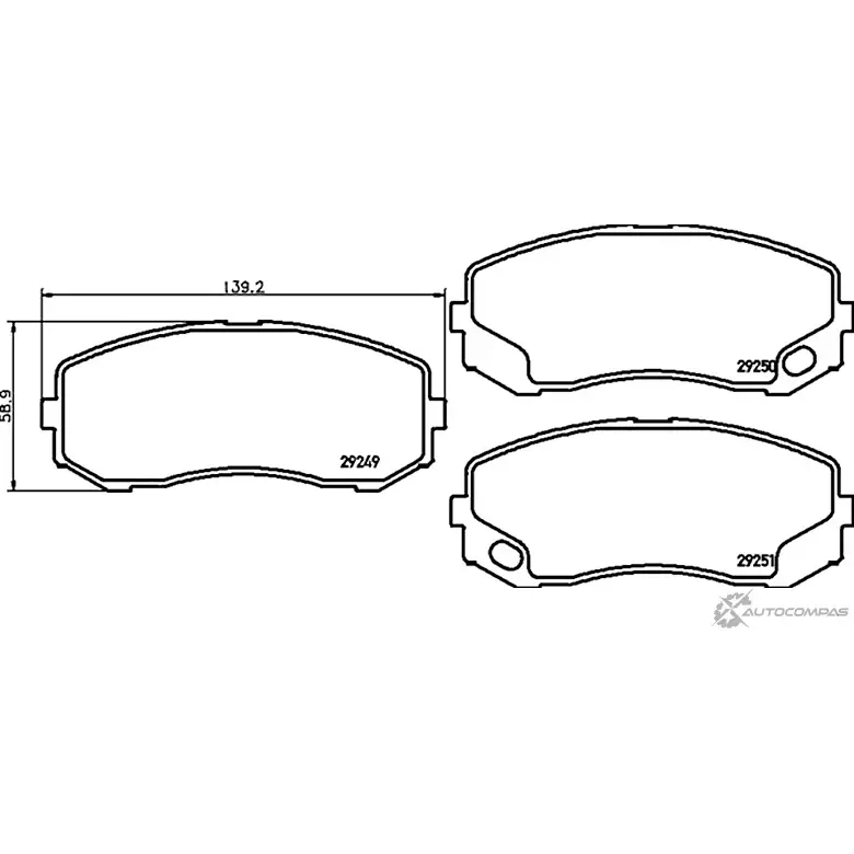 Тормозные колодки дисковые, комплект MINTEX 830763 29250 MDB2988 2 9249