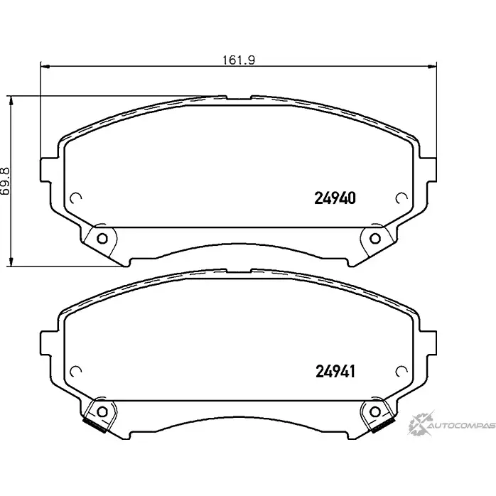 Тормозные колодки дисковые, комплект MINTEX 830843 MDB3080 24940 172 1 5 24940 изображение 0