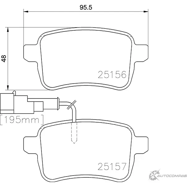 Тормозные колодки дисковые, комплект MINTEX 25156 25156 178 1 5 MDB3123 830882 изображение 0