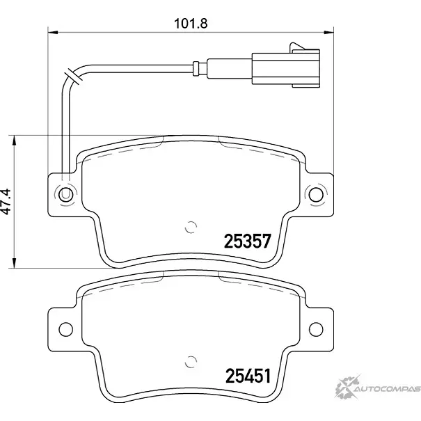 Тормозные колодки дисковые, комплект MINTEX 25451 830987 MDB3261 2535 7
