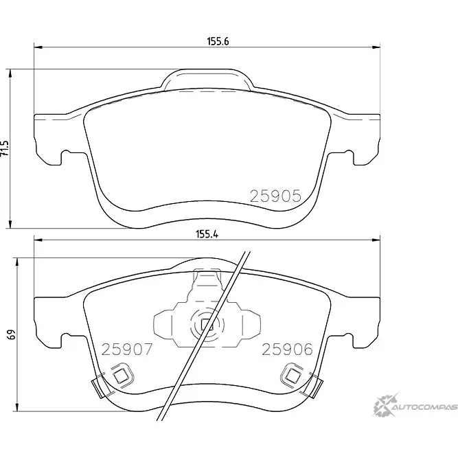 Тормозные колодки дисковые, комплект MINTEX 25906 831115 MDB3440 2590 5