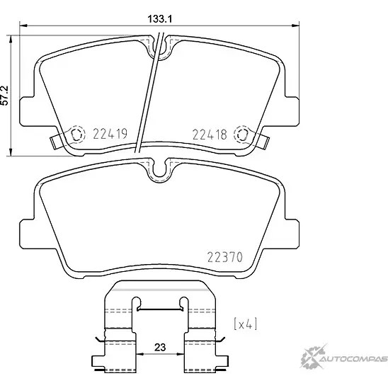 Тормозные колодки дисковые, комплект MINTEX 22418 831259 2237 0 MDB3932