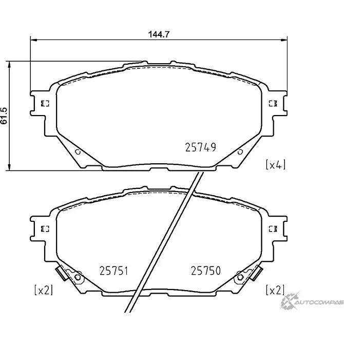 Тормозные колодки дисковые, комплект MINTEX Q4 YOH39 MDB4047 1437028997