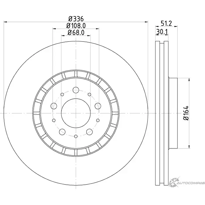 Тормозной диск MINTEX MDC1613C 5HEV 3W 5028740943710 1210684627 изображение 0