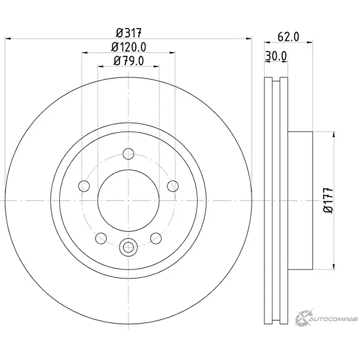 Тормозной диск MINTEX 5028740942270 1210686069 MS6 4V8 MDC1727C изображение 0