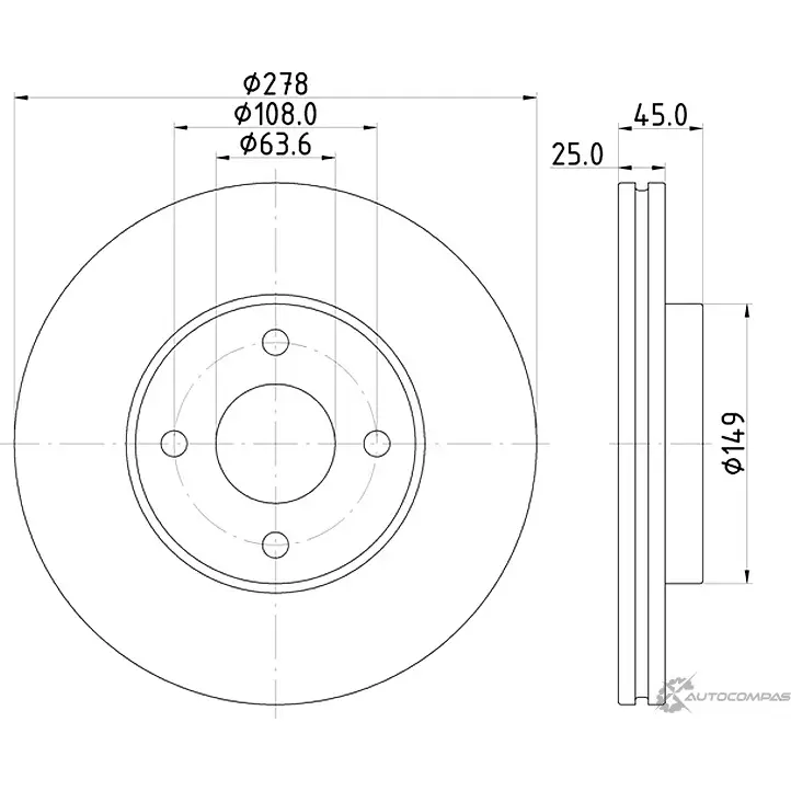 Тормозной диск MINTEX 98200 1590 98200 1590 0 1 831888 MDC1807 изображение 0