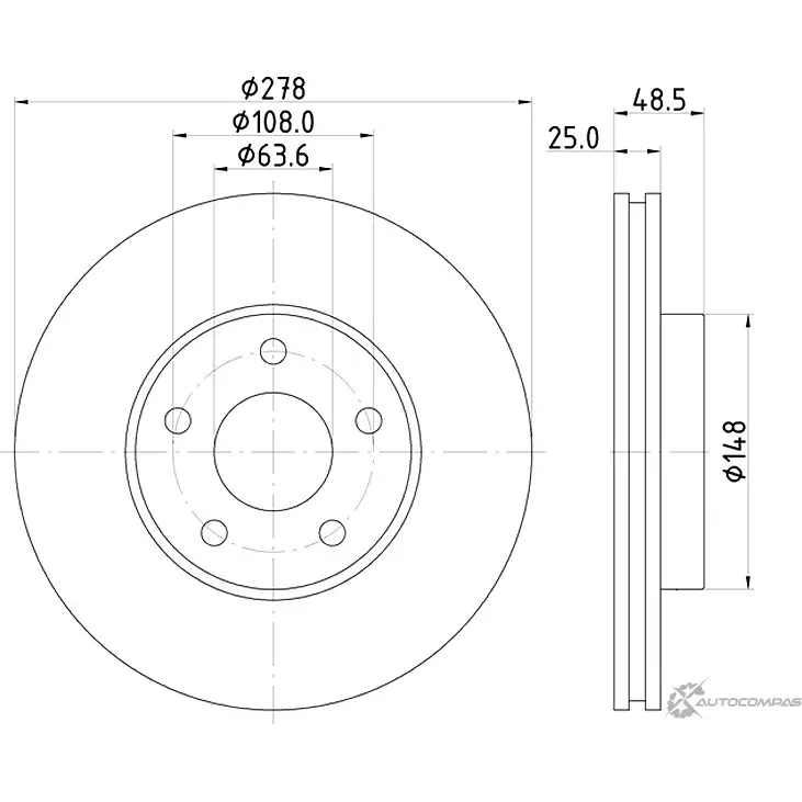 Тормозной диск MINTEX 98200 2555 0 1 832459 98200 2555 MDC2528 изображение 0