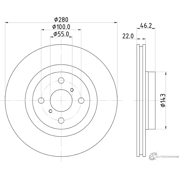 Тормозной диск MINTEX 98200 2876 0 1 MDC2763 U5ZPT 832672 изображение 0