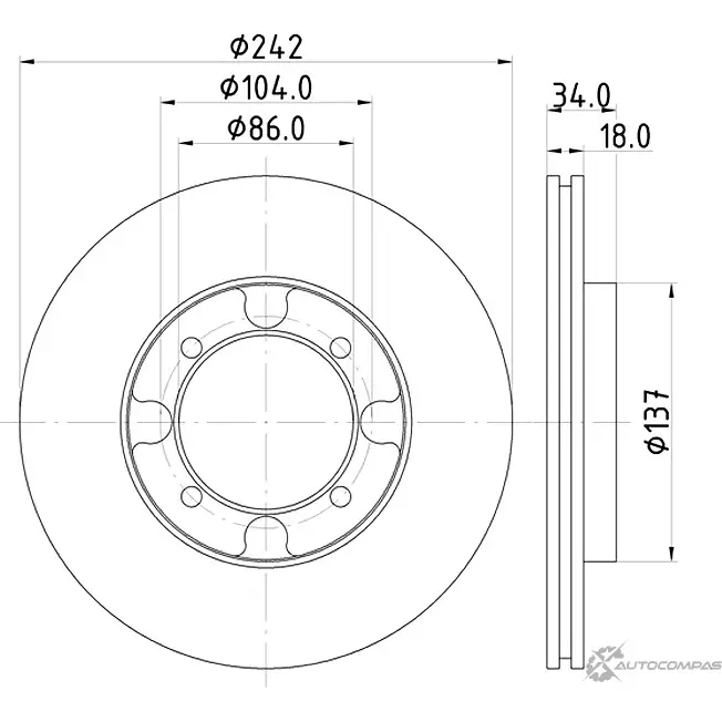 Тормозной диск MINTEX 832801 98200 0347 MDC587 98200 0347 0 1 изображение 0