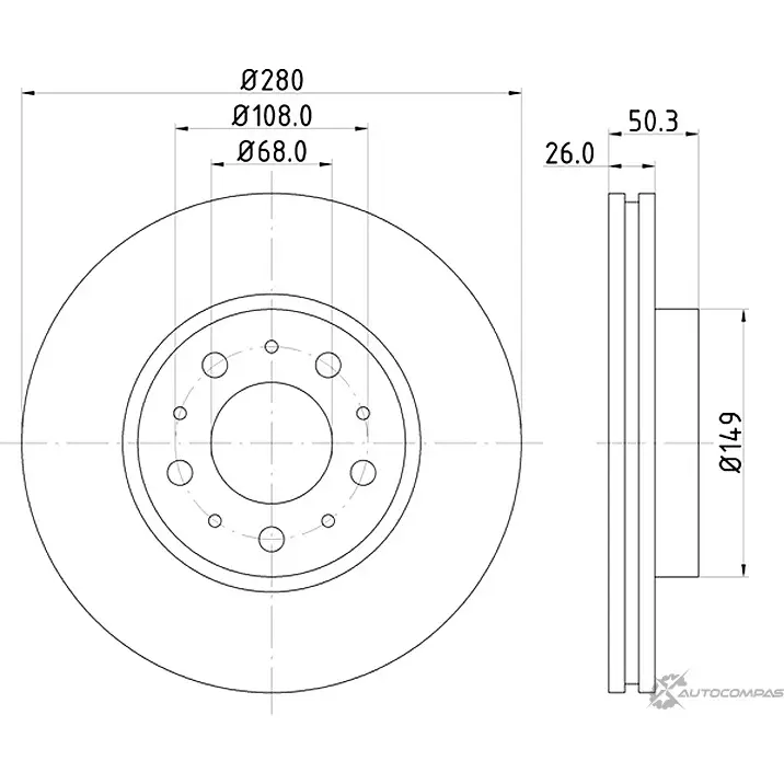 Тормозной диск MINTEX 98200 0667 832960 98200 0667 0 1 MDC825 изображение 0