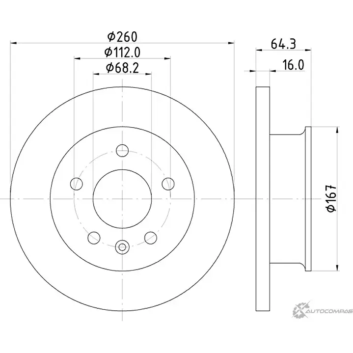 Тормозной диск MINTEX 98200 0559 833036 MDC912 98200 0559 0 1 изображение 0