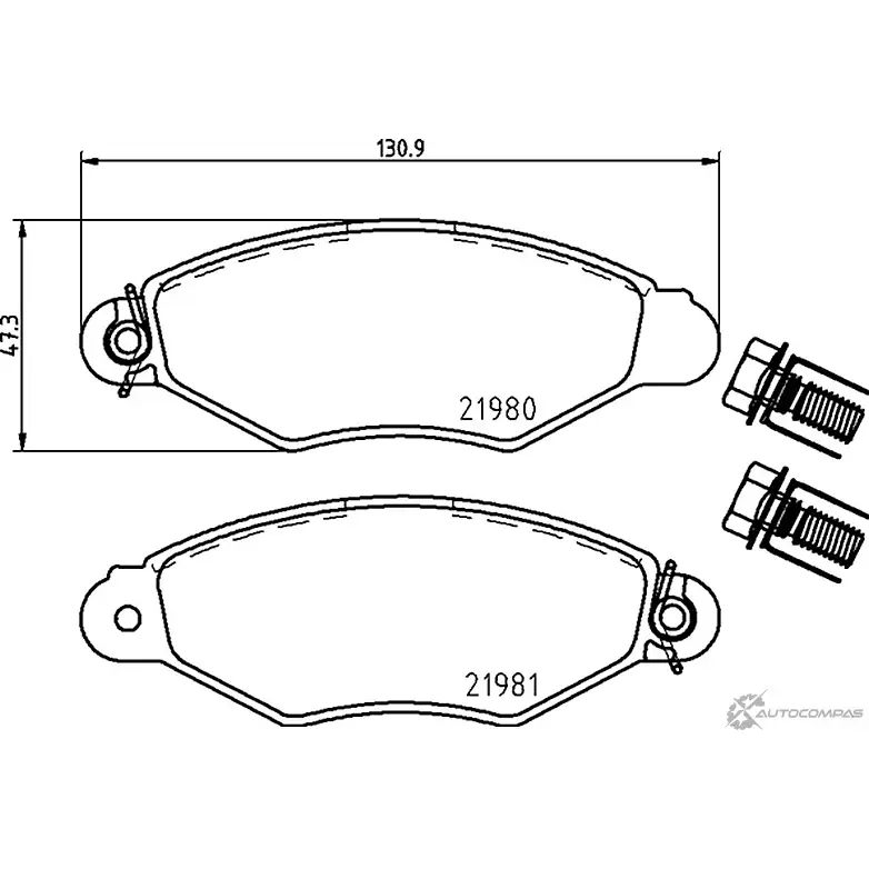 Комплект тормозов, дисковый тормозной механизм BrakeBox, Pad and Disc Kit MINTEX MDK0093 1193688541 21981 21 980