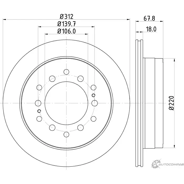 Тормозной диск NISSHINBO ND1043K 2PR MO 1276518649 4260480930693