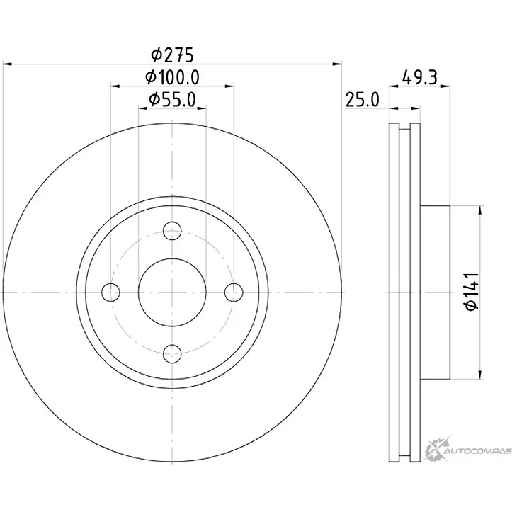 Тормозной диск NISSHINBO ND1082K 1276518911 4260480931096 MRI4Q K