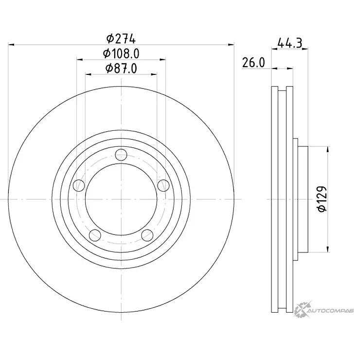 Тормозной диск NISSHINBO ND6026K 8WE1 O 4260480931683 1276520001