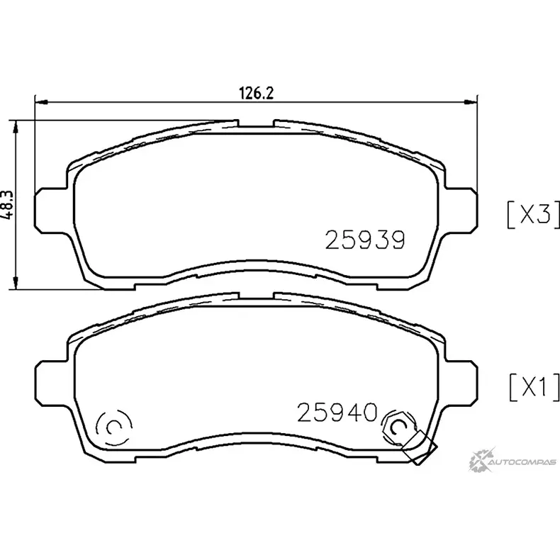 Тормозные колодки дисковые, комплект NISSHINBO 1194846854 2593 9 NP5029 25940