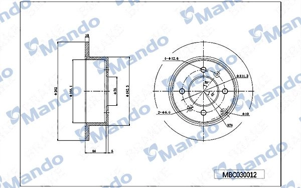 Тормозной диск MANDO MBC030012 1439987731 0OX GEX