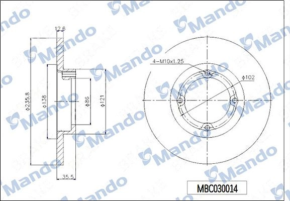 Тормозной диск MANDO 6NFTM I7 MBC030014 1439987733 изображение 0