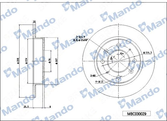Тормозной диск MANDO 1439987748 MBC030029 3KN1 JU