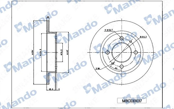 Тормозной диск MANDO 1439987756 MBC030037 8KE DM