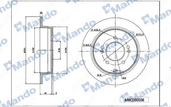 Тормозной диск MANDO Q BO10 1439987757 MBC030038